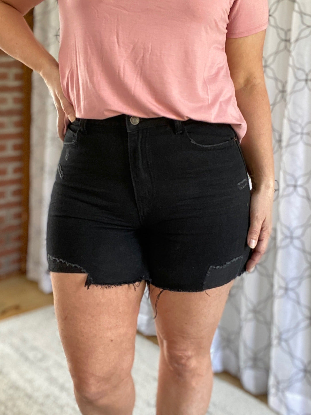 Think About It Black Denim Shorts-White Birch-Inspired by Justeen-Women's Clothing Boutique