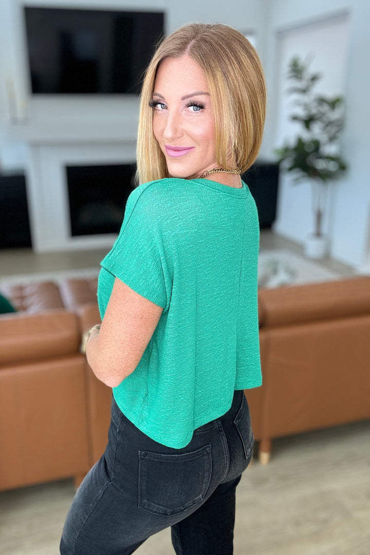 Classic Comfort V-Neck Top in Kelly Green-Short Sleeve Tops-Inspired by Justeen-Women's Clothing Boutique