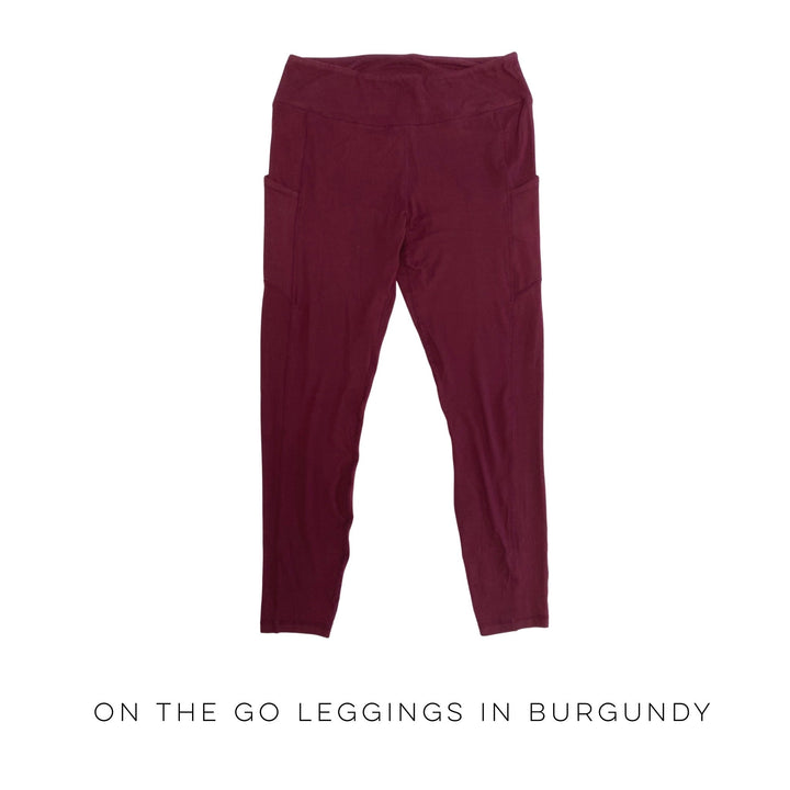 On The Go Leggings in Burgundy-Rae Mode-Inspired by Justeen-Women's Clothing Boutique