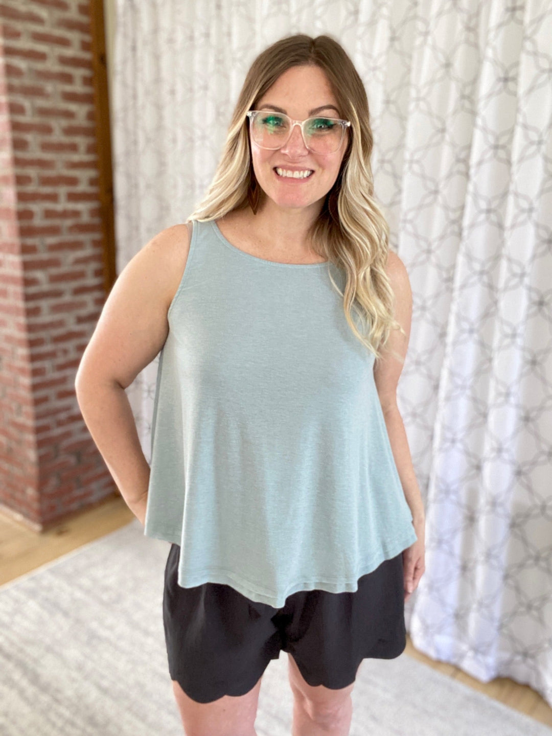 Simpler Times Tank in Sage-Emerald-Inspired by Justeen-Women's Clothing Boutique