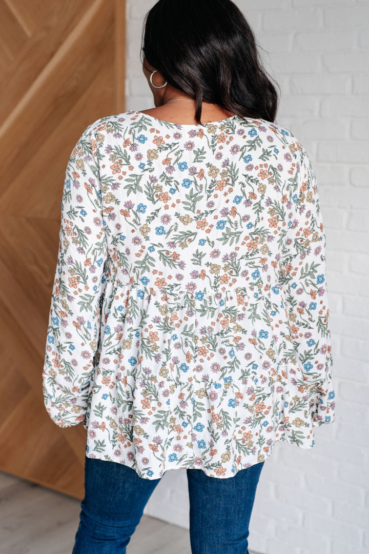 I Think I Can V-Neck Floral Top-110 Long Sleeve Tops-Inspired by Justeen-Women's Clothing Boutique