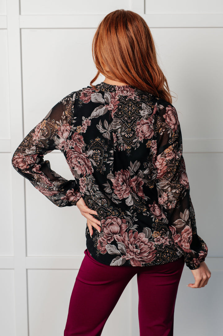 I Wish We Had it All Surplice Floral Blouse-110 Long Sleeve Tops-Inspired by Justeen-Women's Clothing Boutique