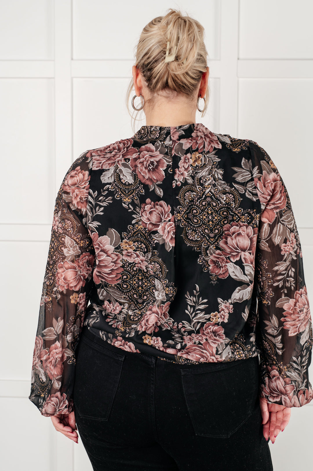 I Wish We Had it All Surplice Floral Blouse-110 Long Sleeve Tops-Inspired by Justeen-Women's Clothing Boutique