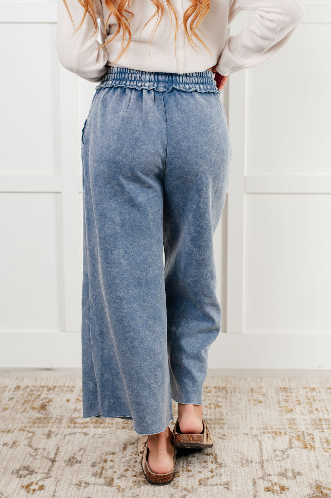 In or Out Wide Leg Cropped Pants in Dusty Blue-Pants-Inspired by Justeen-Women's Clothing Boutique