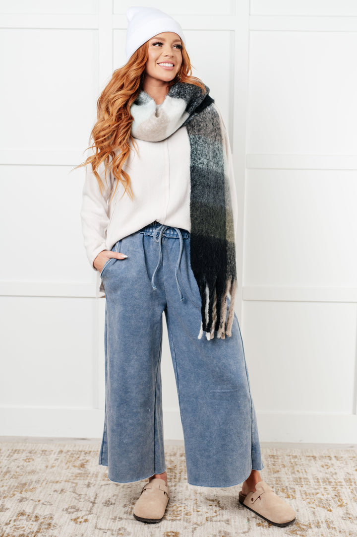 In or Out Wide Leg Cropped Pants in Dusty Blue-Pants-Inspired by Justeen-Women's Clothing Boutique