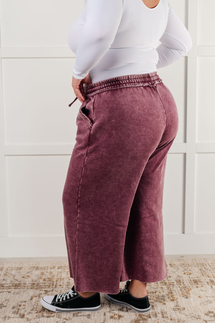 In or Out Wide Leg Cropped Pants in Eggplant-Pants-Inspired by Justeen-Women's Clothing Boutique