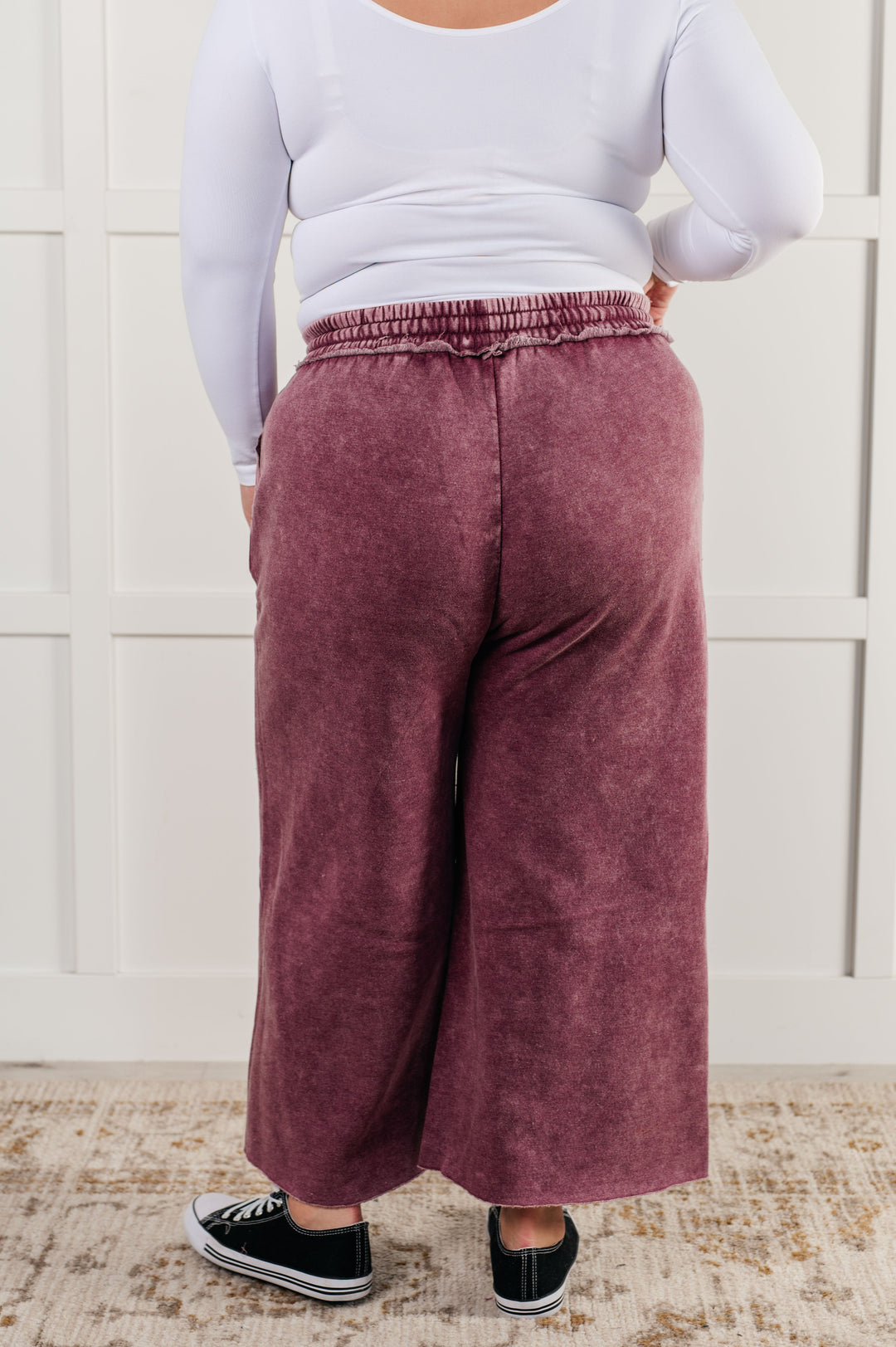 In or Out Wide Leg Cropped Pants in Eggplant-Pants-Inspired by Justeen-Women's Clothing Boutique