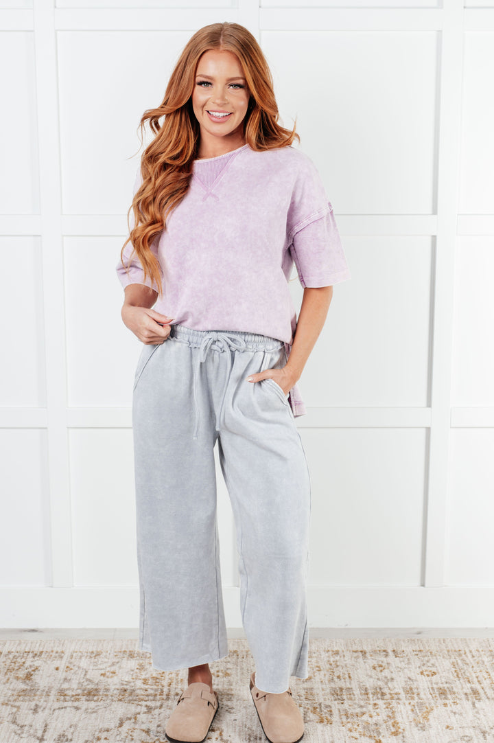 In or Out Wide Leg Cropped Pants in Light Grey-Pants-Inspired by Justeen-Women's Clothing Boutique