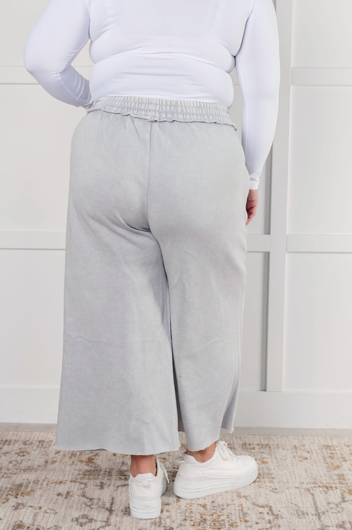 In or Out Wide Leg Cropped Pants in Light Grey-Pants-Inspired by Justeen-Women's Clothing Boutique