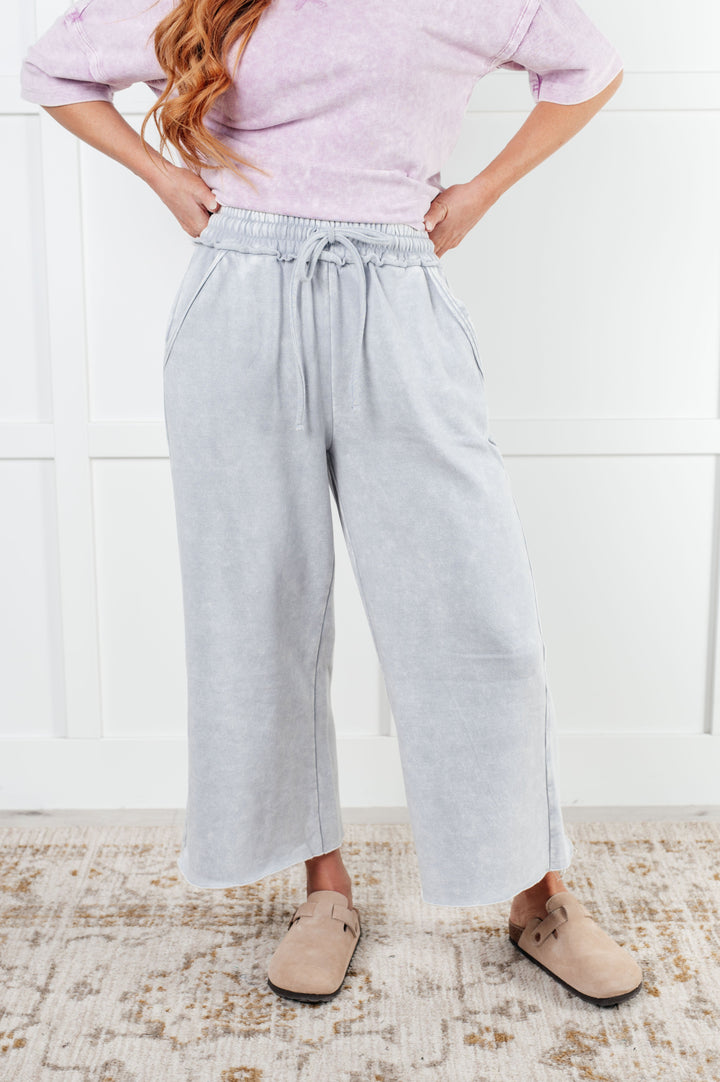 In or Out Wide Leg Cropped Pants in Light Grey-Pants-Inspired by Justeen-Women's Clothing Boutique