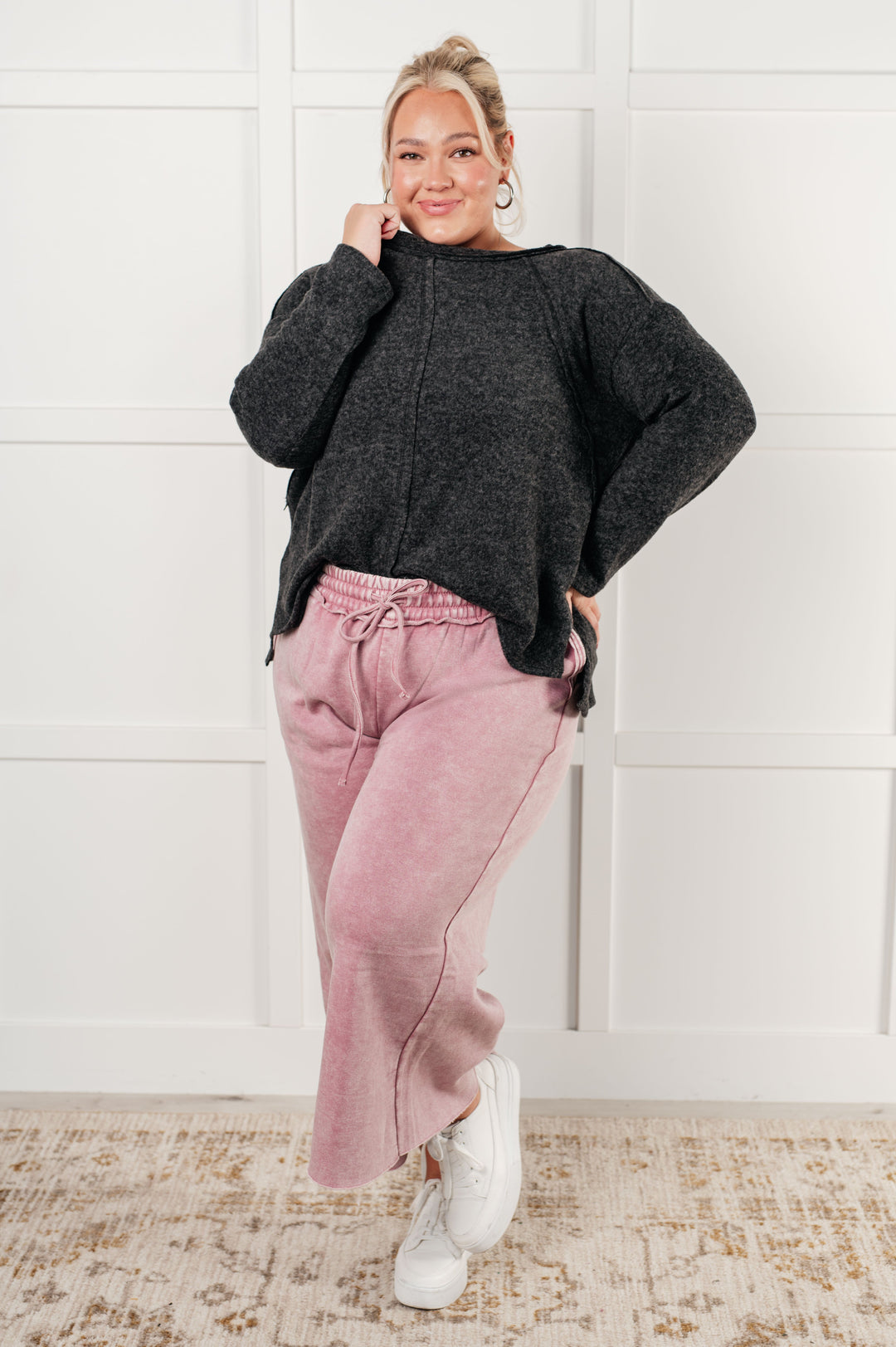 In or Out Wide Leg Cropped Pants in Light Rose-Pants-Inspired by Justeen-Women's Clothing Boutique