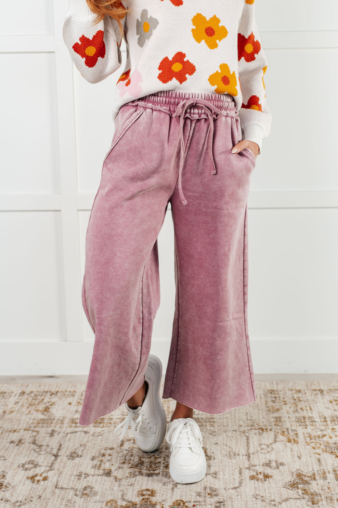 In or Out Wide Leg Cropped Pants in Light Rose-Pants-Inspired by Justeen-Women's Clothing Boutique