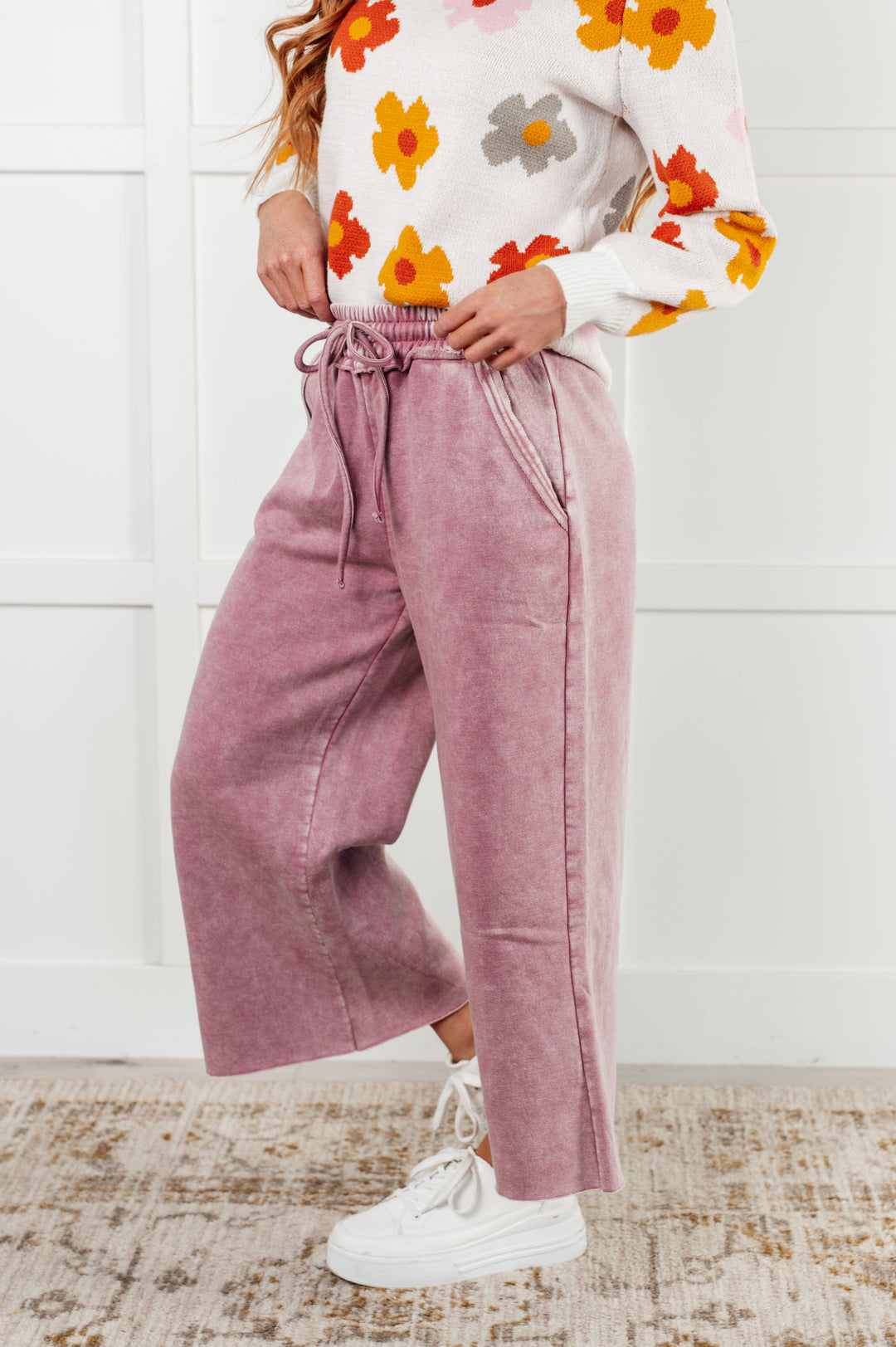 In or Out Wide Leg Cropped Pants in Light Rose-Pants-Inspired by Justeen-Women's Clothing Boutique