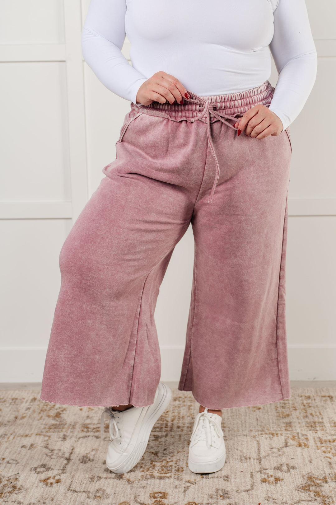 In or Out Wide Leg Cropped Pants in Light Rose-Pants-Inspired by Justeen-Women's Clothing Boutique