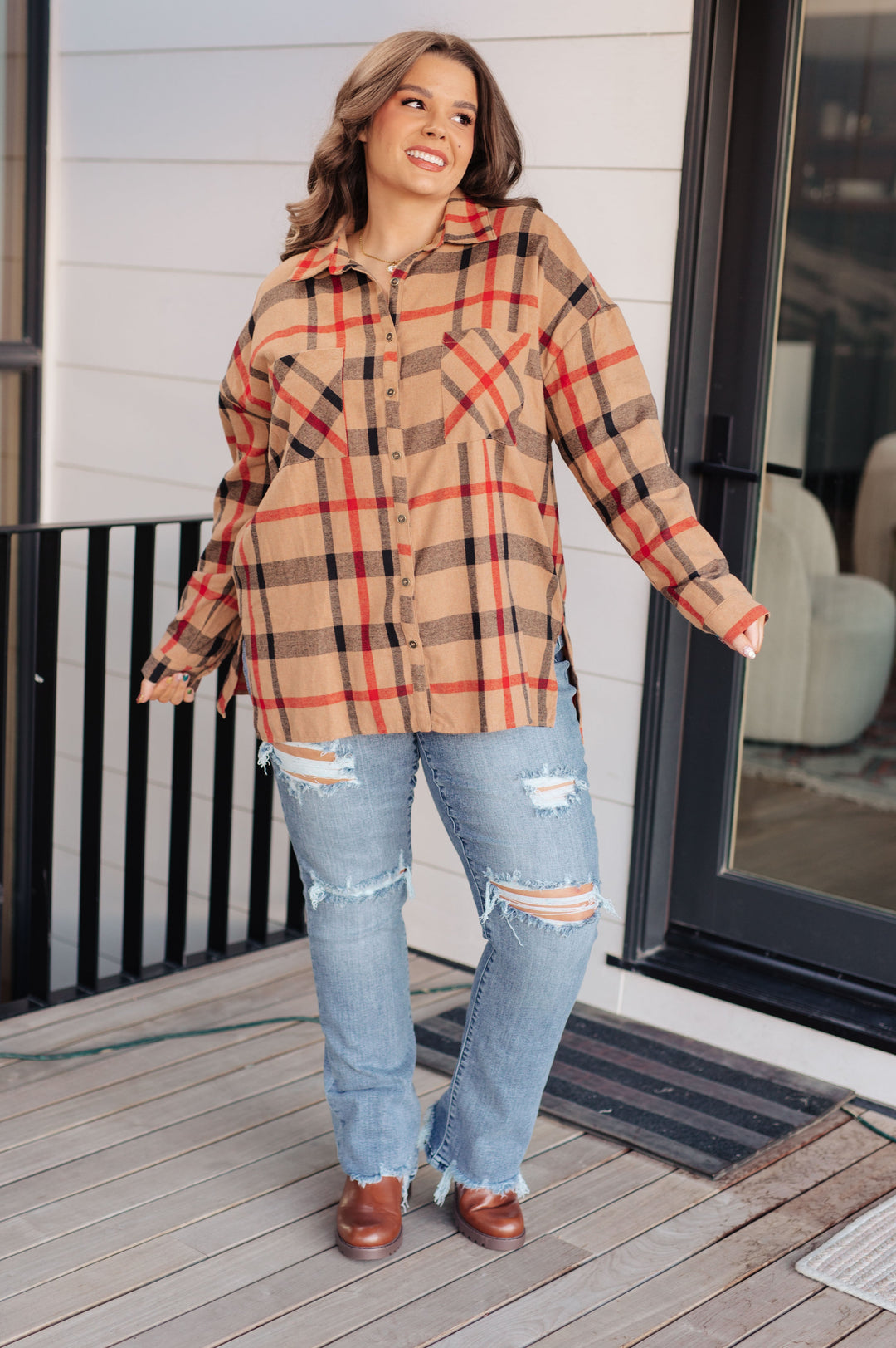 Is It Really Oversized Plaid Button Up-110 Long Sleeve Tops-Inspired by Justeen-Women's Clothing Boutique