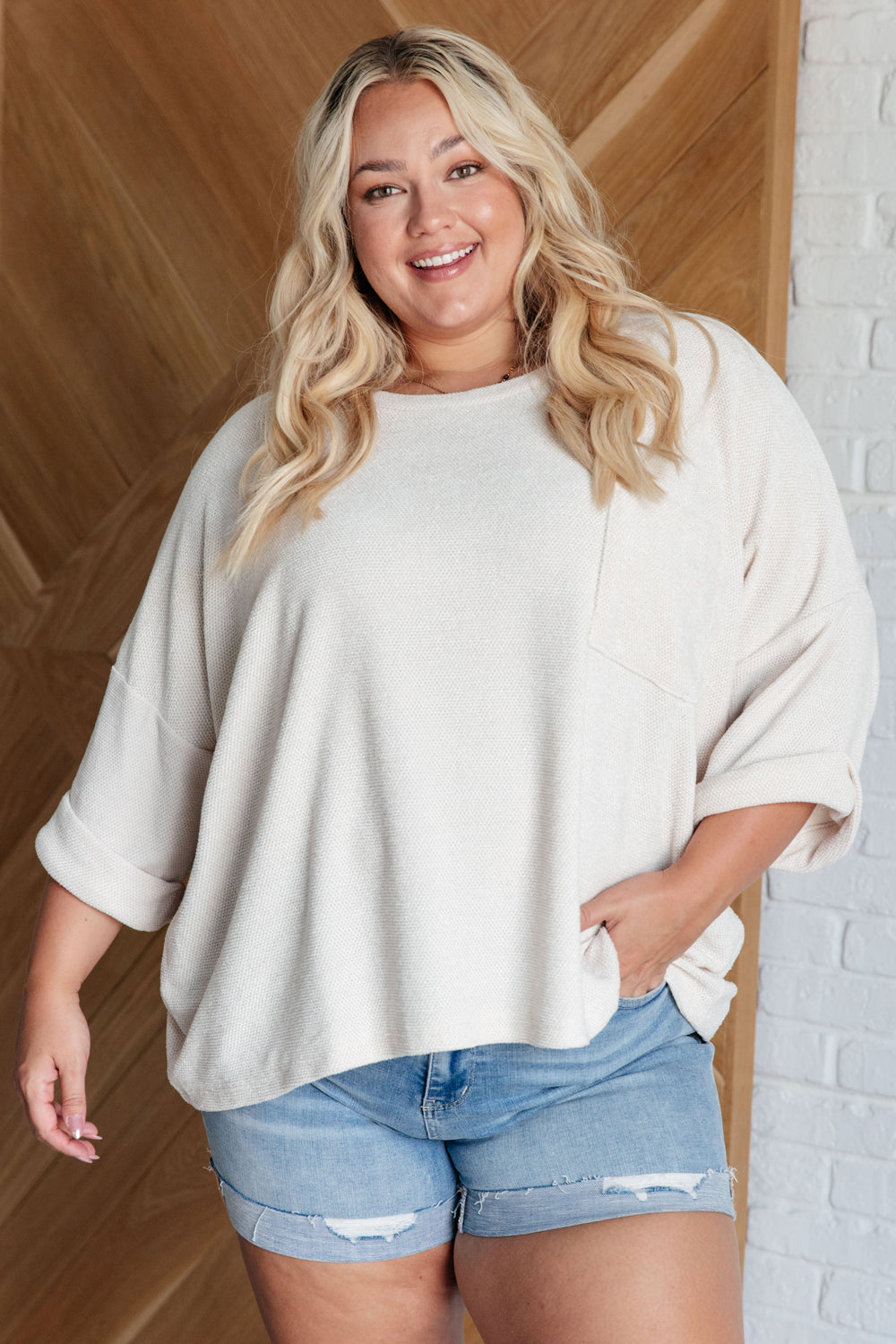 Ivory Thoughts Chenille Blouse-Short Sleeve Tops-Inspired by Justeen-Women's Clothing Boutique