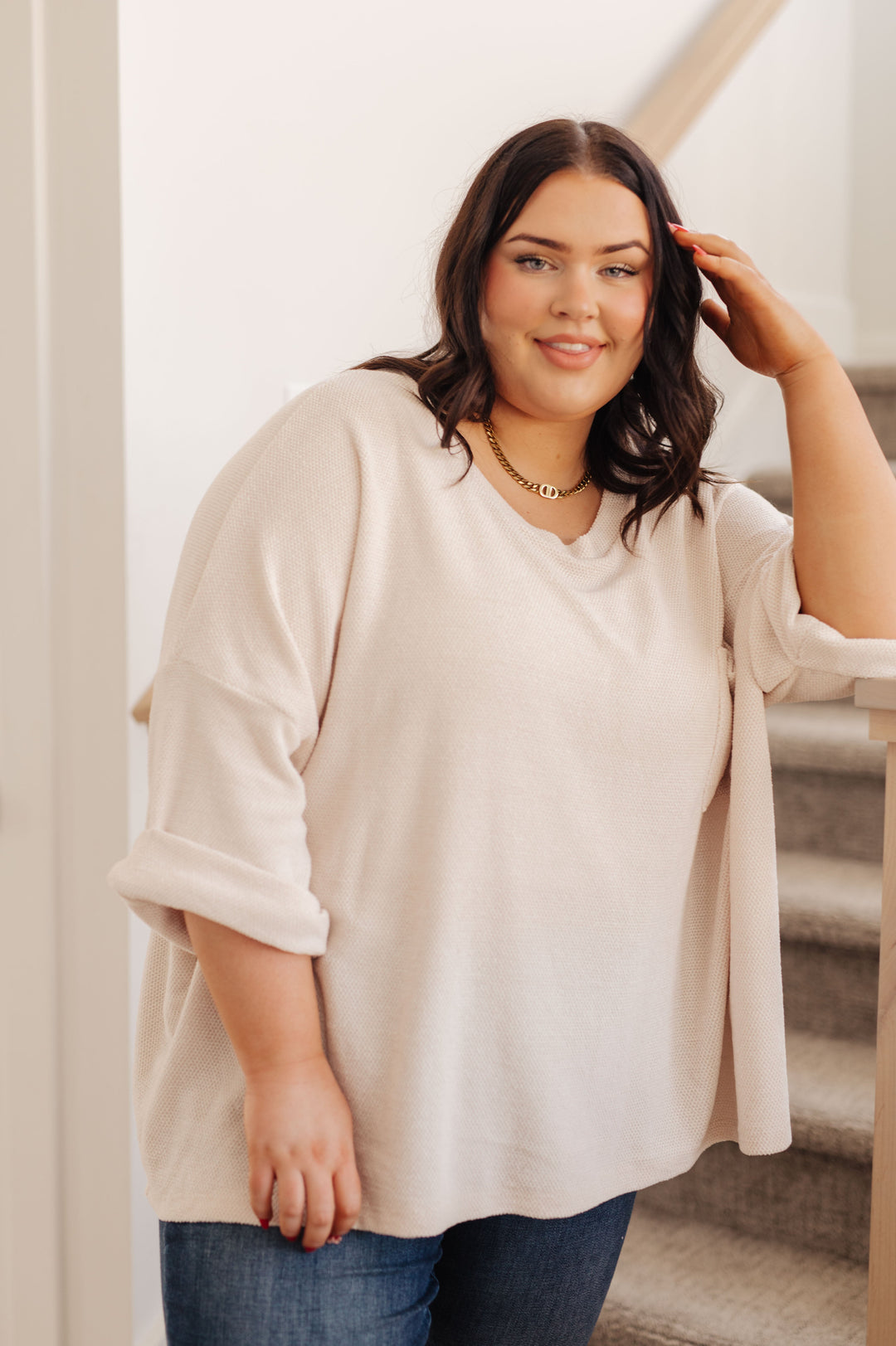 Ivory Thoughts Chenille Blouse-Short Sleeve Tops-Inspired by Justeen-Women's Clothing Boutique