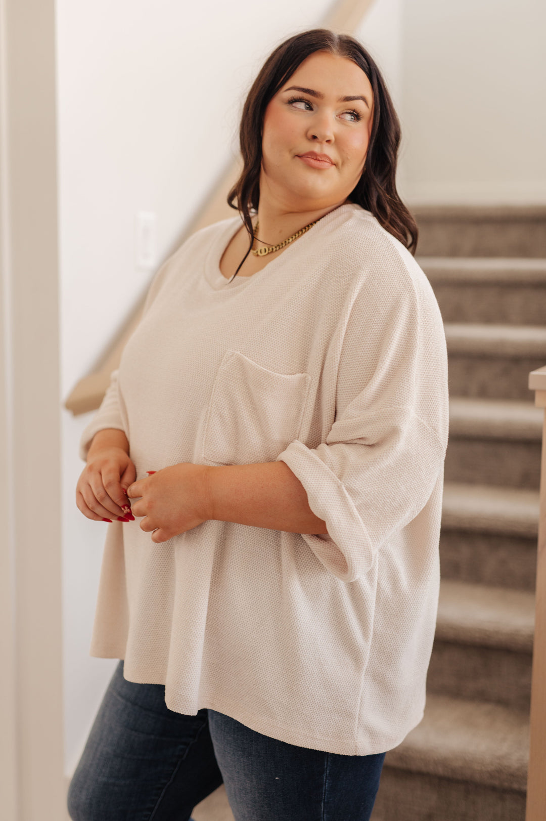 Ivory Thoughts Chenille Blouse-Short Sleeve Tops-Inspired by Justeen-Women's Clothing Boutique