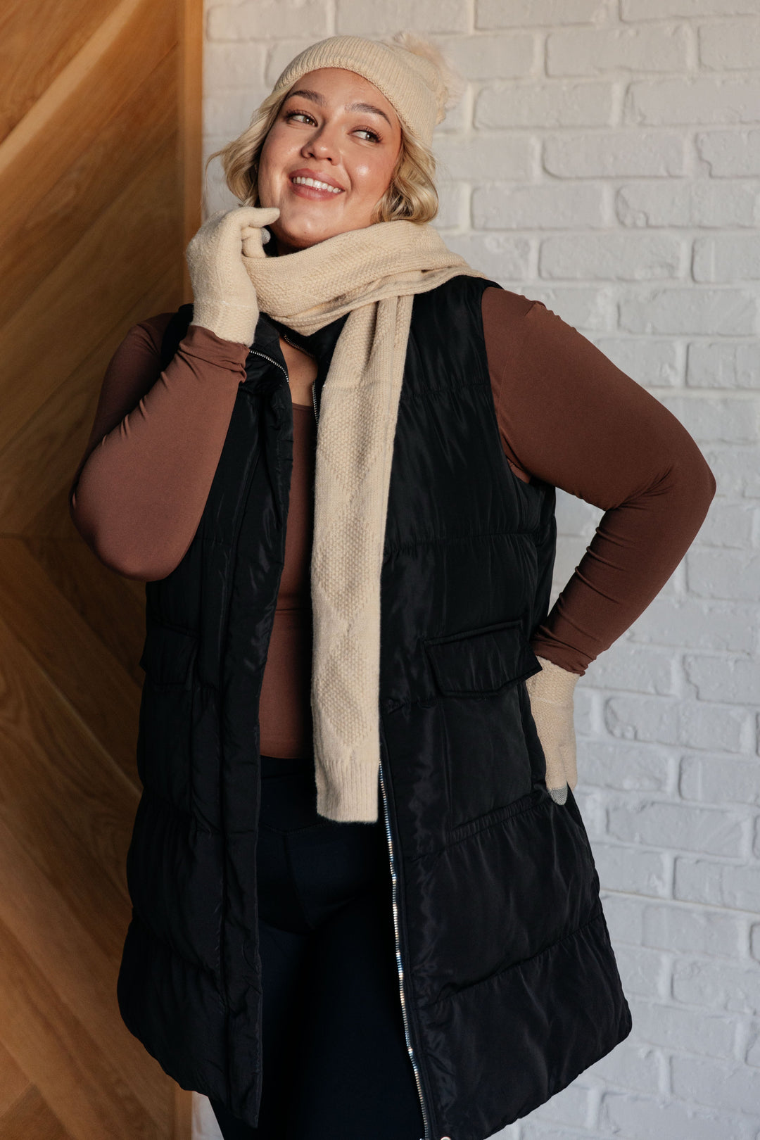 Jane Frost Beanie, Glove, and Scarf Set in Beige-220 Beauty/Gift-Inspired by Justeen-Women's Clothing Boutique