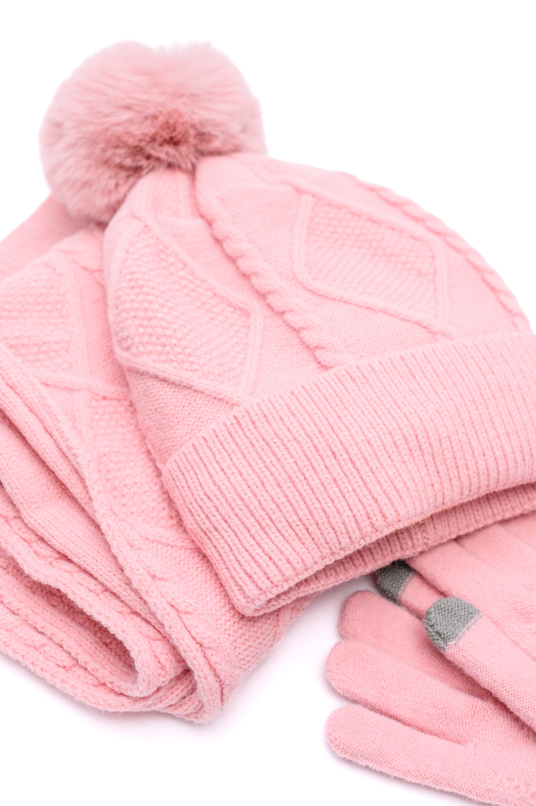 Jane Frost Beanie, Glove, and Scarf Set in Pink-220 Beauty/Gift-Inspired by Justeen-Women's Clothing Boutique