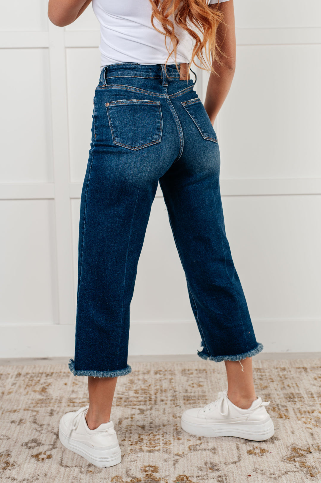 Janice High Rise Button Fly Wide Leg Crop Jeans-Denim-Inspired by Justeen-Women's Clothing Boutique