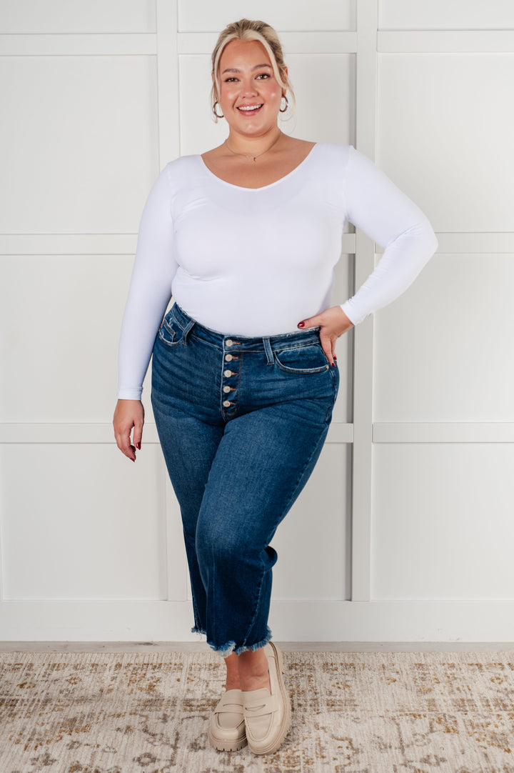 Janice High Rise Button Fly Wide Leg Crop Jeans-Denim-Inspired by Justeen-Women's Clothing Boutique