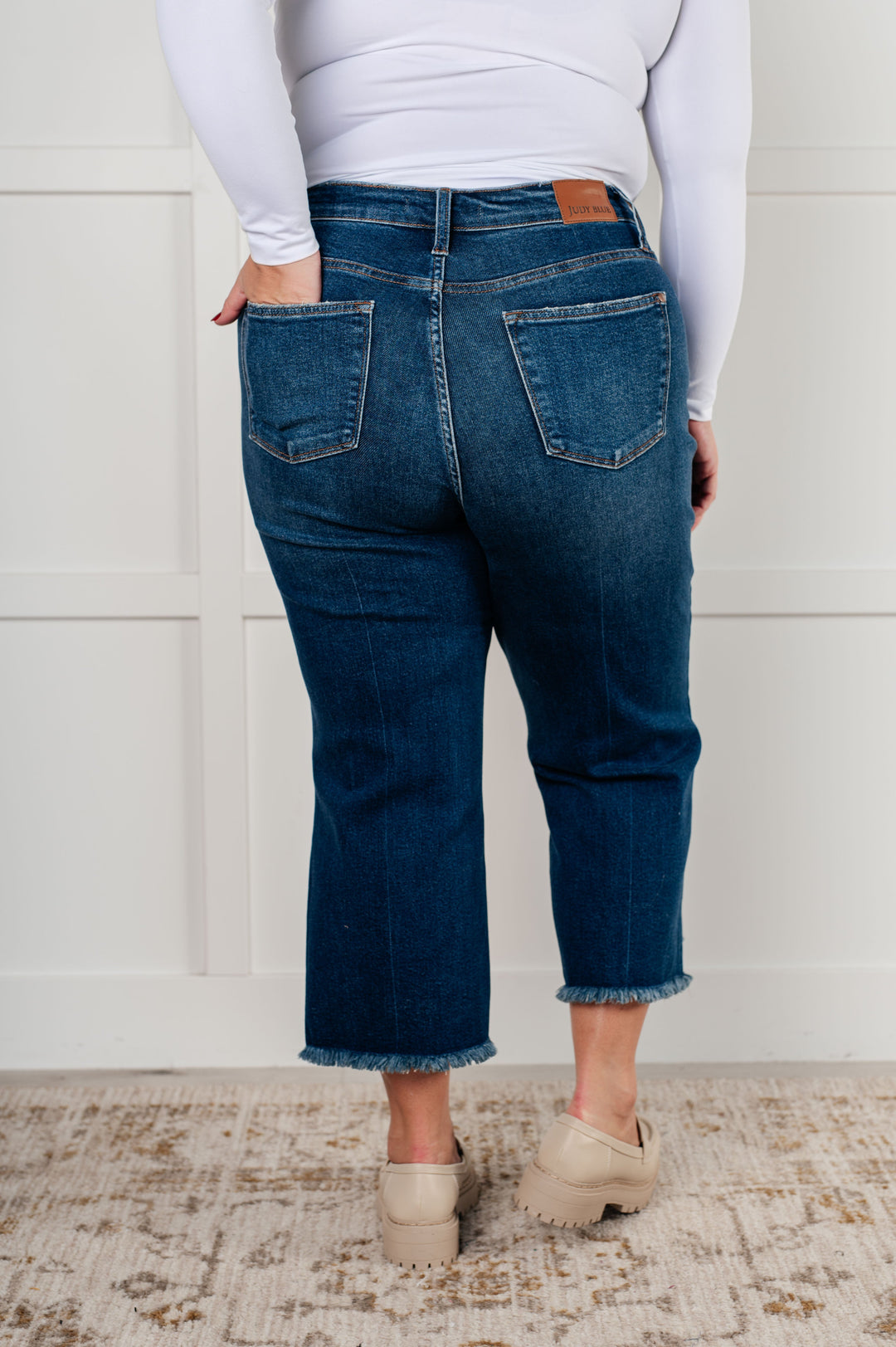 Janice High Rise Button Fly Wide Leg Crop Jeans-Denim-Inspired by Justeen-Women's Clothing Boutique