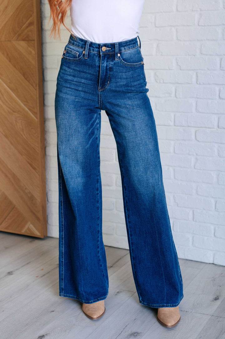 Eliza High Rise Control Top Retro Wide Leg Jeans-Denim-Inspired by Justeen-Women's Clothing Boutique