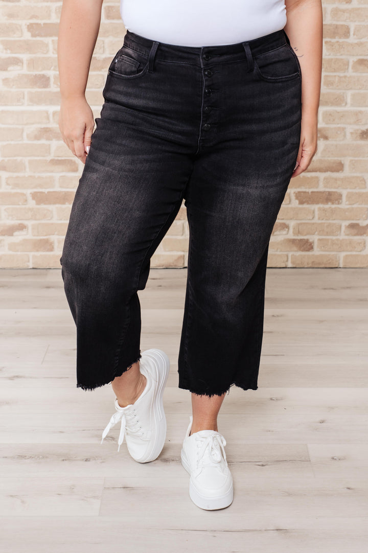 Ryan High Rise Button Fly Wide Leg Crop Jeans-Denim-Inspired by Justeen-Women's Clothing Boutique