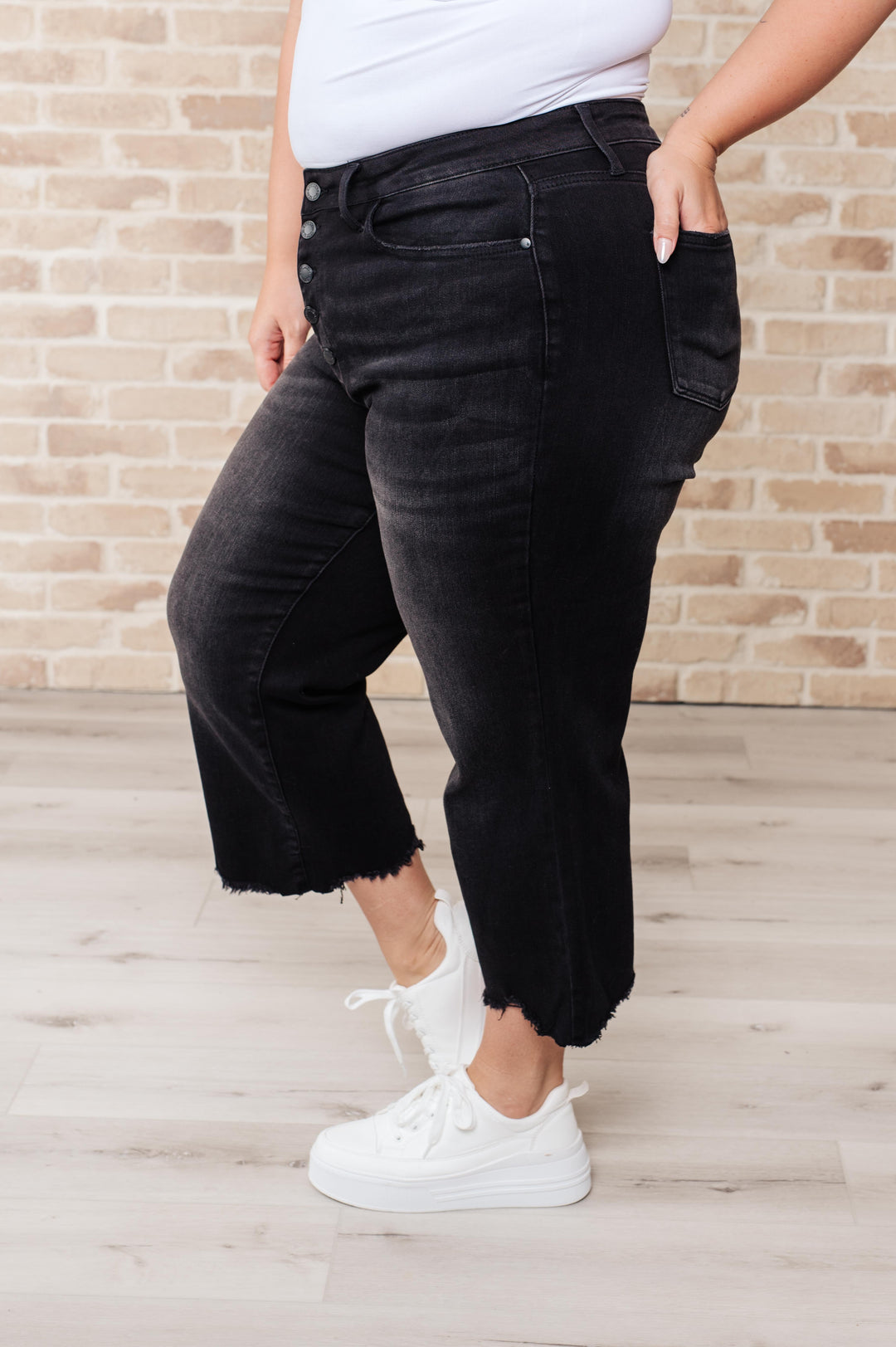 Ryan High Rise Button Fly Wide Leg Crop Jeans-Denim-Inspired by Justeen-Women's Clothing Boutique