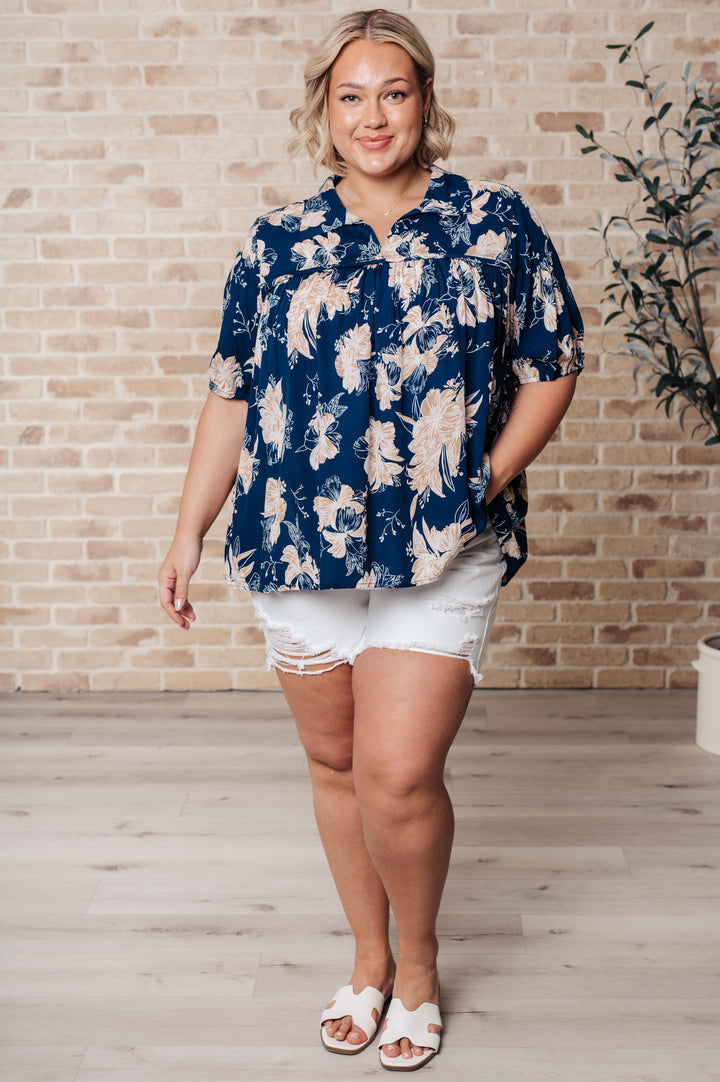 Just Coasting Floral Blouse-Short Sleeve Tops-Inspired by Justeen-Women's Clothing Boutique