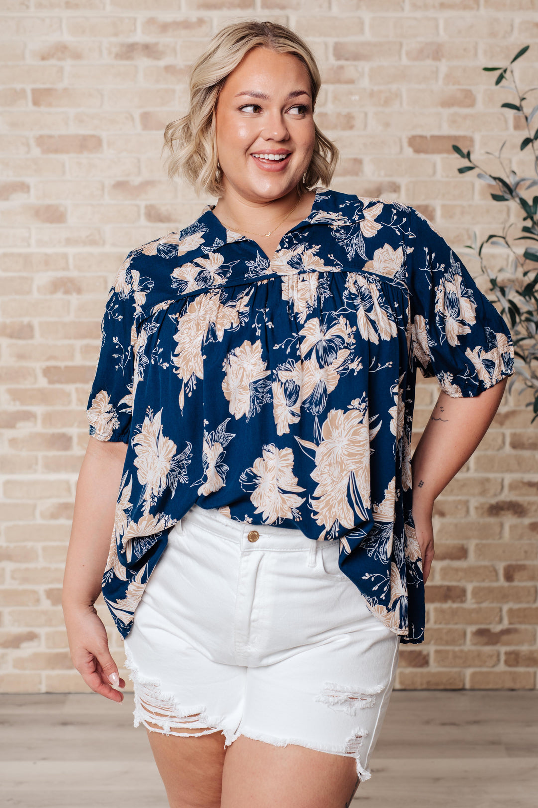 Just Coasting Floral Blouse-Short Sleeve Tops-Inspired by Justeen-Women's Clothing Boutique