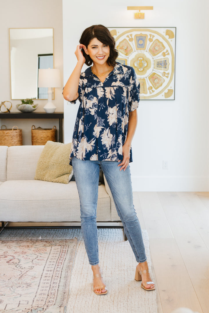 Just Coasting Floral Blouse-Short Sleeve Tops-Inspired by Justeen-Women's Clothing Boutique