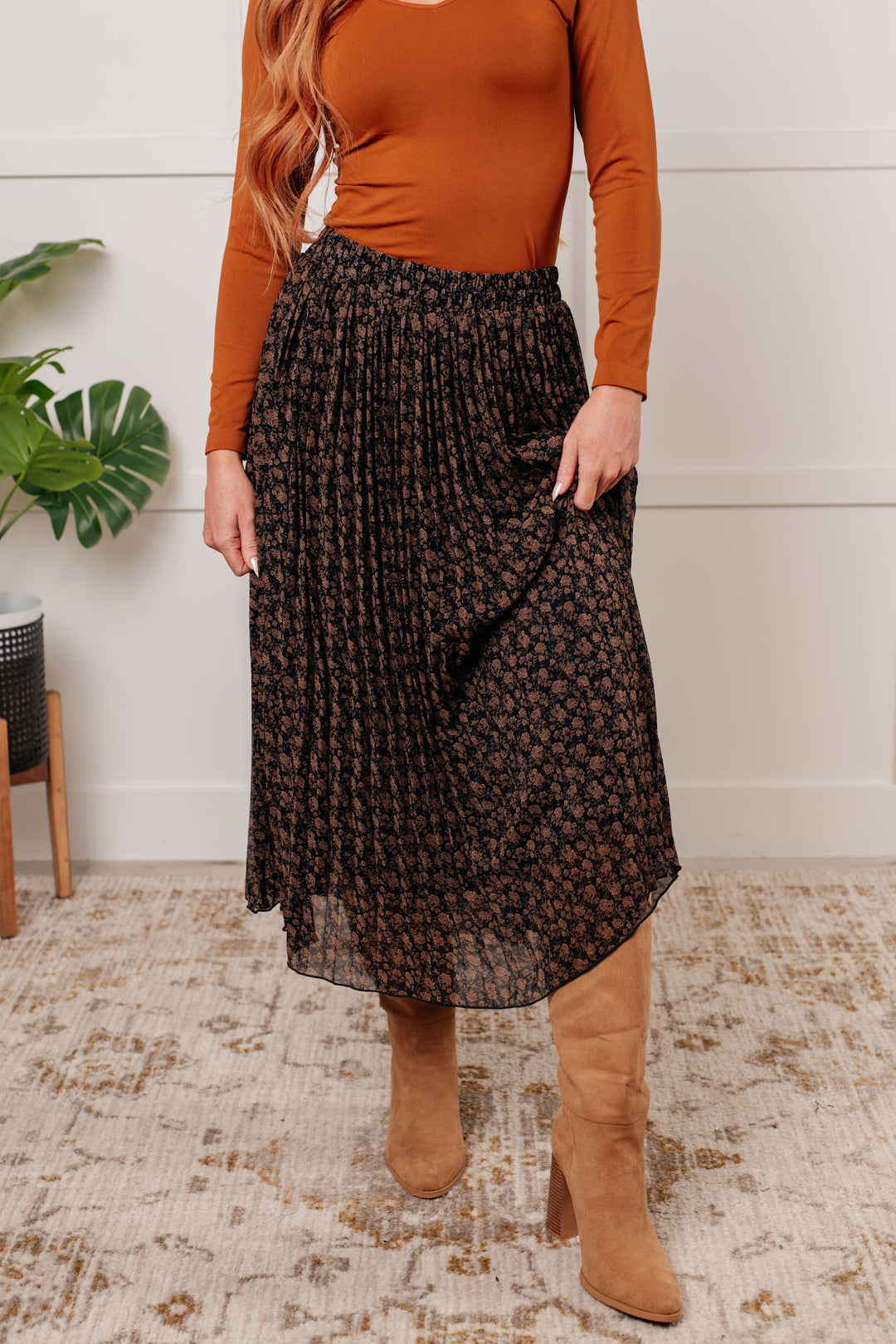 Just What You Wanted Floral Print Pleated Skirt-Skirts-Inspired by Justeen-Women's Clothing Boutique