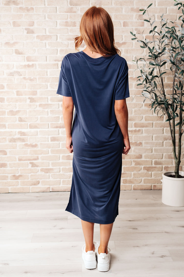 Keeping It Chill Drop Shoulder Maxi Dress in Dark Night-Dresses-Inspired by Justeen-Women's Clothing Boutique