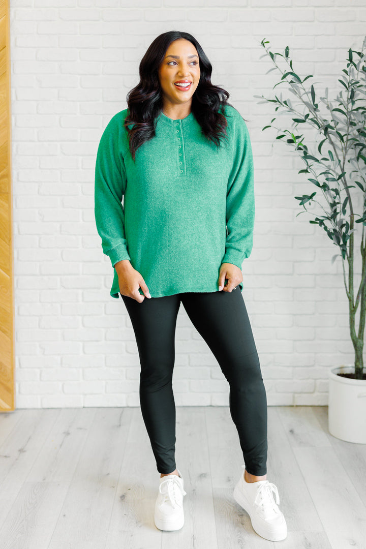 Keeping it Real Brushed Melange Hacci Long Sleeve Tee in Forest-110 Long Sleeve Tops-Inspired by Justeen-Women's Clothing Boutique