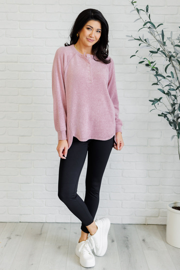 Keeping it Real Brushed Melange Hacci Long Sleeve Tee in Light Rose-110 Long Sleeve Tops-Inspired by Justeen-Women's Clothing Boutique