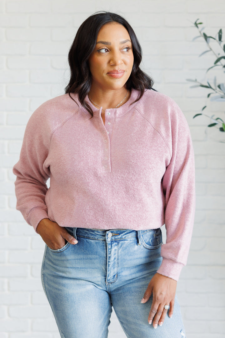 Keeping it Real Brushed Melange Hacci Long Sleeve Tee in Light Rose-110 Long Sleeve Tops-Inspired by Justeen-Women's Clothing Boutique