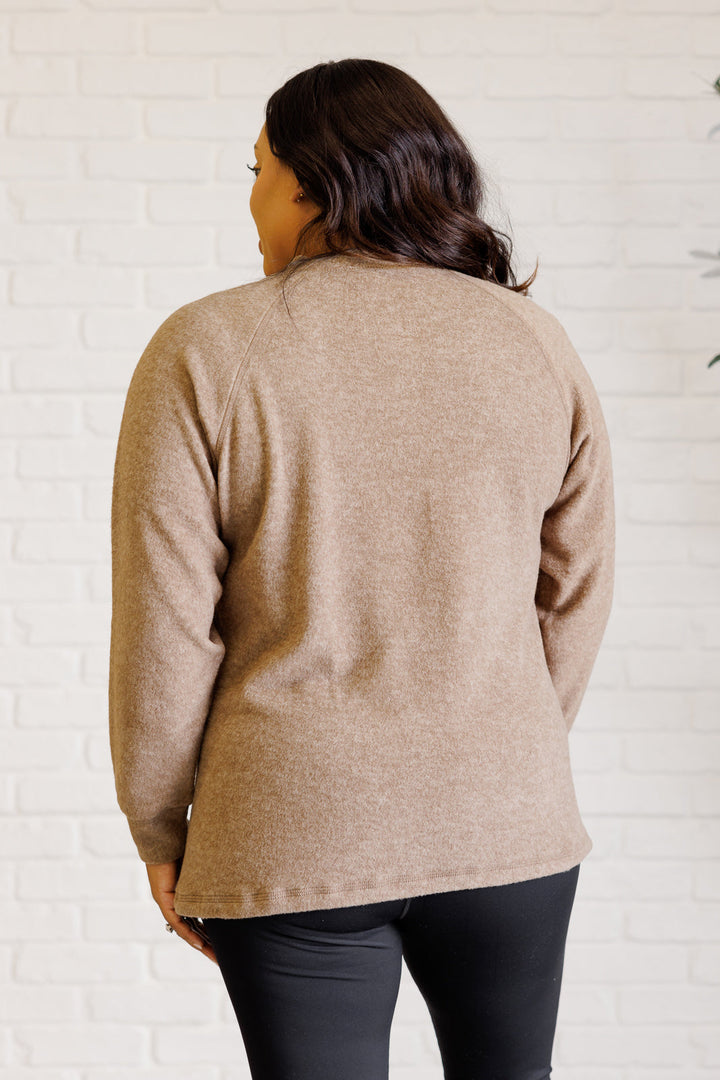 Keeping it Real Brushed Melange Hacci Long Sleeve Tee in Mocha-110 Long Sleeve Tops-Inspired by Justeen-Women's Clothing Boutique