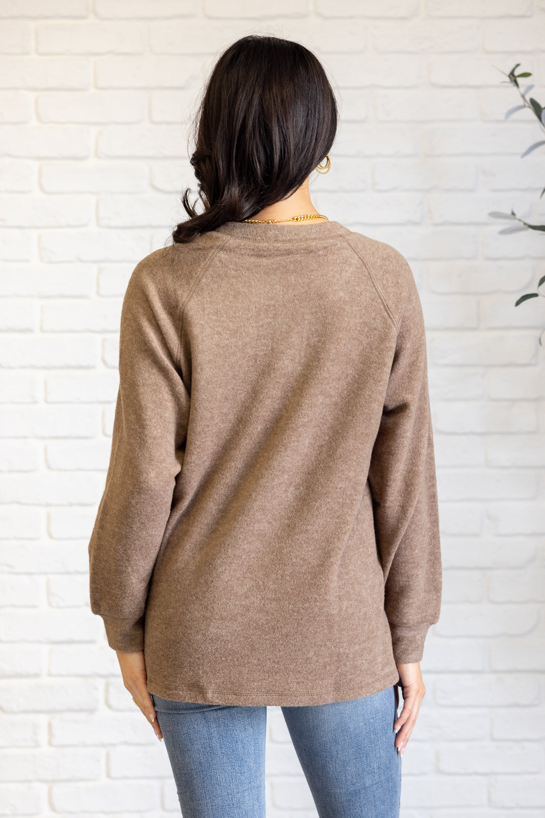 Keeping it Real Brushed Melange Hacci Long Sleeve Tee in Mocha-110 Long Sleeve Tops-Inspired by Justeen-Women's Clothing Boutique