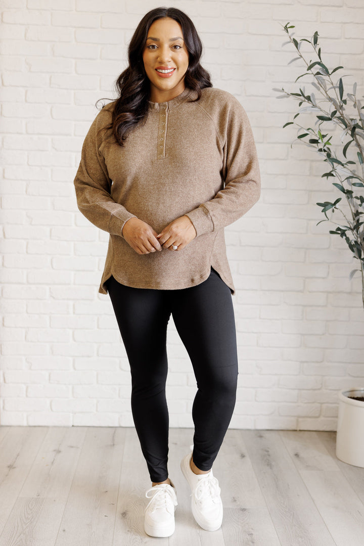 Keeping it Real Brushed Melange Hacci Long Sleeve Tee in Mocha-110 Long Sleeve Tops-Inspired by Justeen-Women's Clothing Boutique