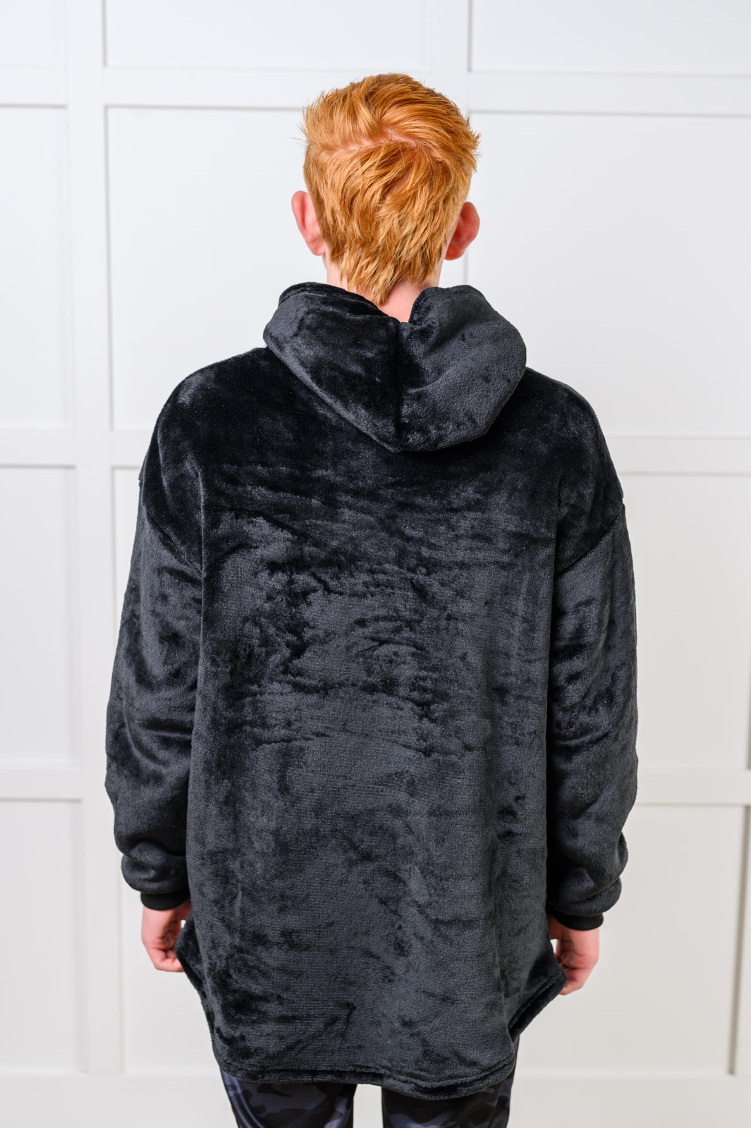 Kids Oversized Hoodie Blanket in Black-Sweaters/Sweatshirts-Inspired by Justeen-Women's Clothing Boutique