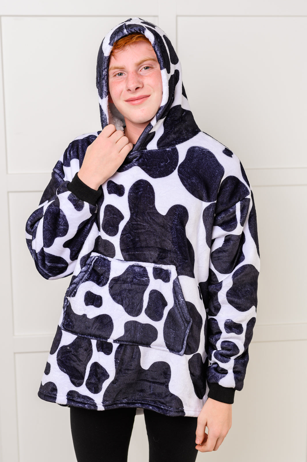 Kids Oversized Hoodie Blanket in Cow-Sweaters/Sweatshirts-Inspired by Justeen-Women's Clothing Boutique