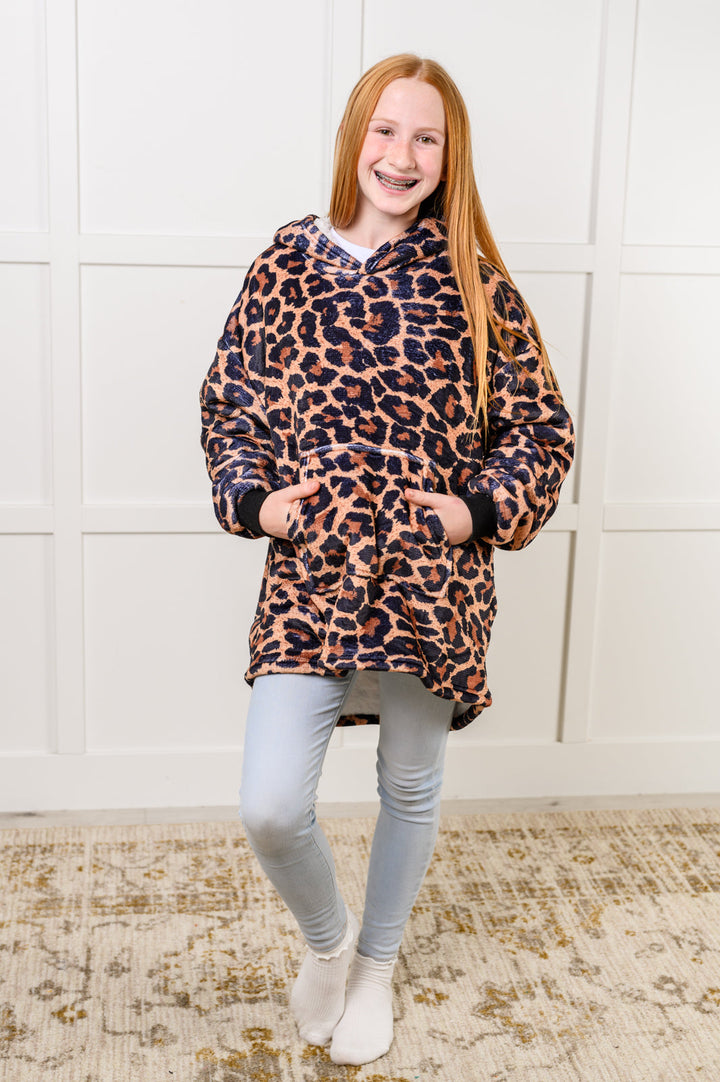 Kids Oversized Hoodie Blanket in Leopard-Sweaters/Sweatshirts-Inspired by Justeen-Women's Clothing Boutique