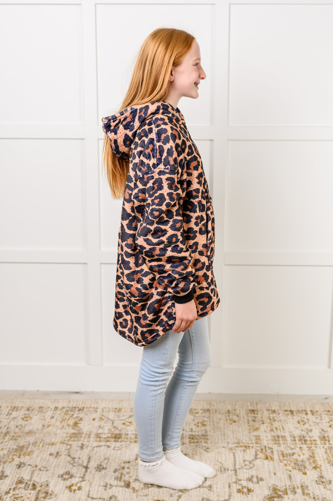 Kids Oversized Hoodie Blanket in Leopard-Sweaters/Sweatshirts-Inspired by Justeen-Women's Clothing Boutique