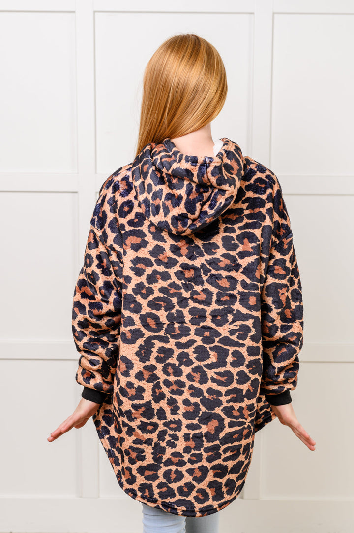 Kids Oversized Hoodie Blanket in Leopard-Sweaters/Sweatshirts-Inspired by Justeen-Women's Clothing Boutique