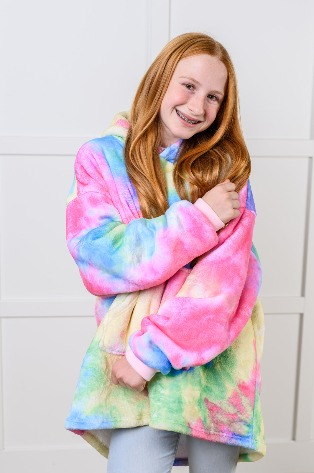 Kids Oversized Hoodie Blanket in Rainbow-Sweaters/Sweatshirts-Inspired by Justeen-Women's Clothing Boutique