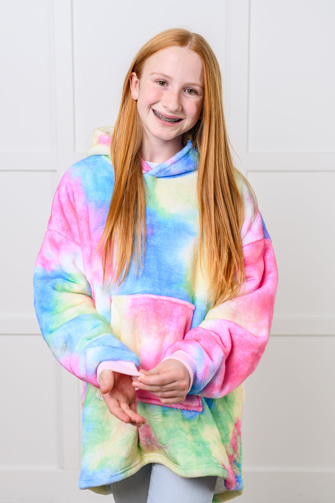 Kids Oversized Hoodie Blanket in Rainbow-Sweaters/Sweatshirts-Inspired by Justeen-Women's Clothing Boutique