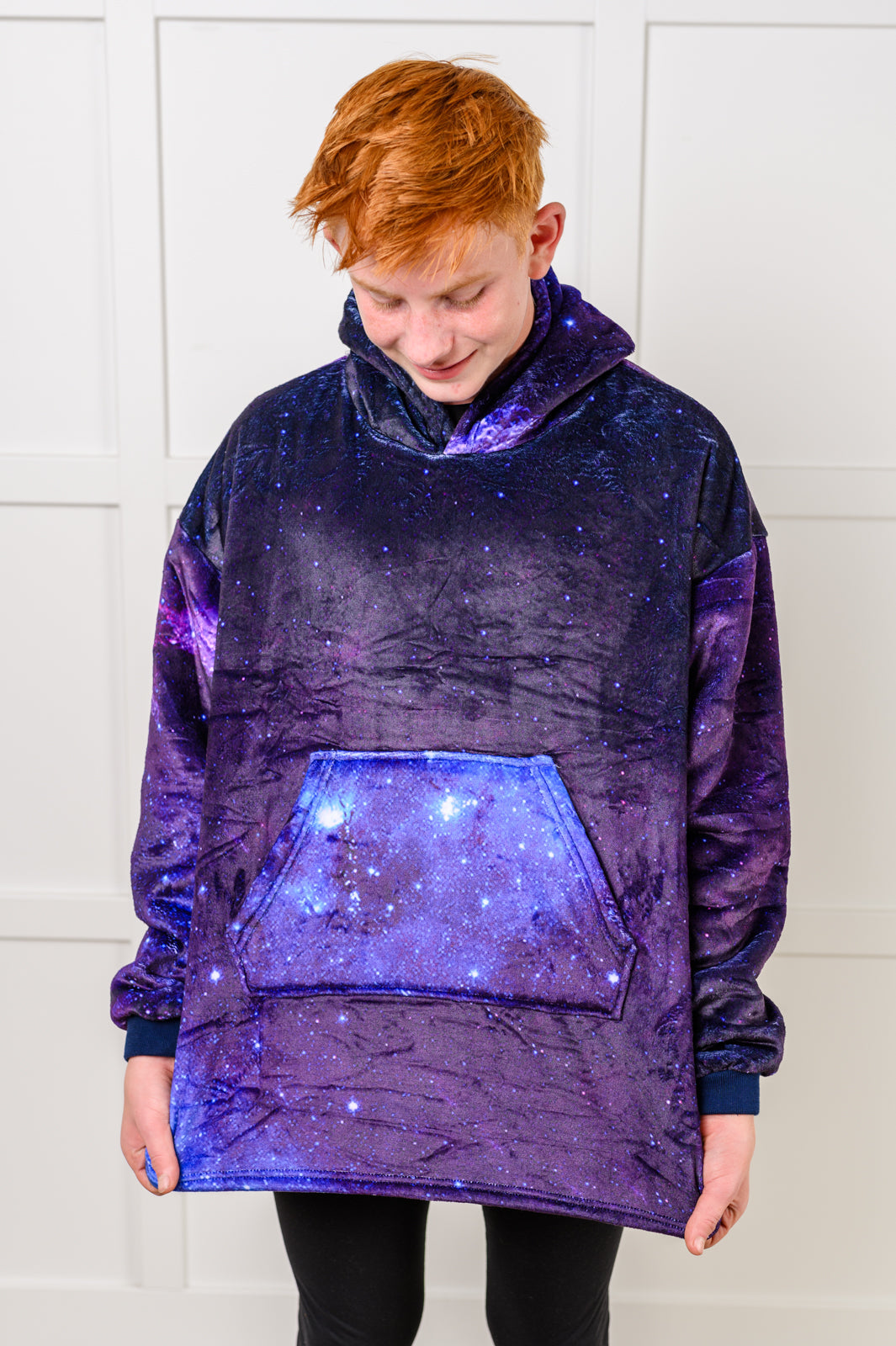 Kids Oversized Hoodie Blanket in Starry Sky-Sweaters/Sweatshirts-Inspired by Justeen-Women's Clothing Boutique