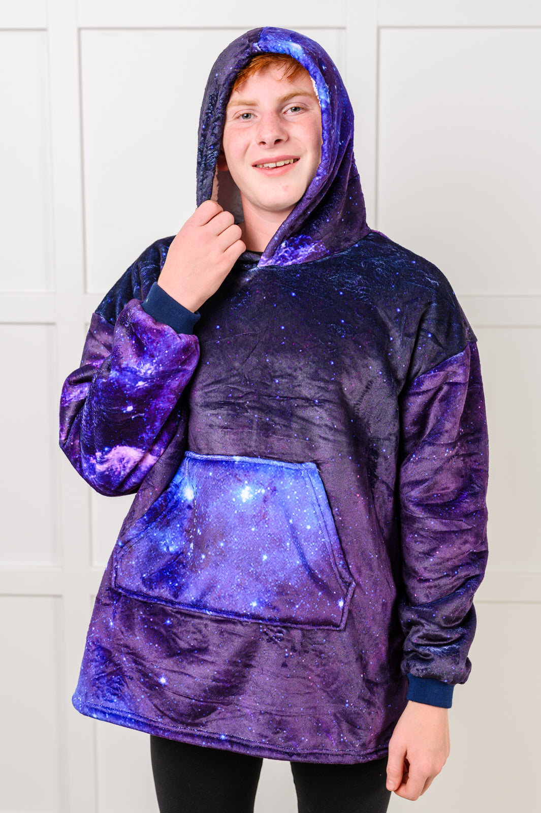 Kids Oversized Hoodie Blanket in Starry Sky-Sweaters/Sweatshirts-Inspired by Justeen-Women's Clothing Boutique